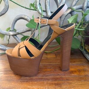YSL Tribute Double Platform Tribute Sandals.